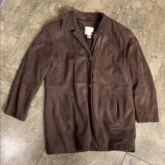 J. Jill Brown leather chore coat, M - Picture 1 of 16